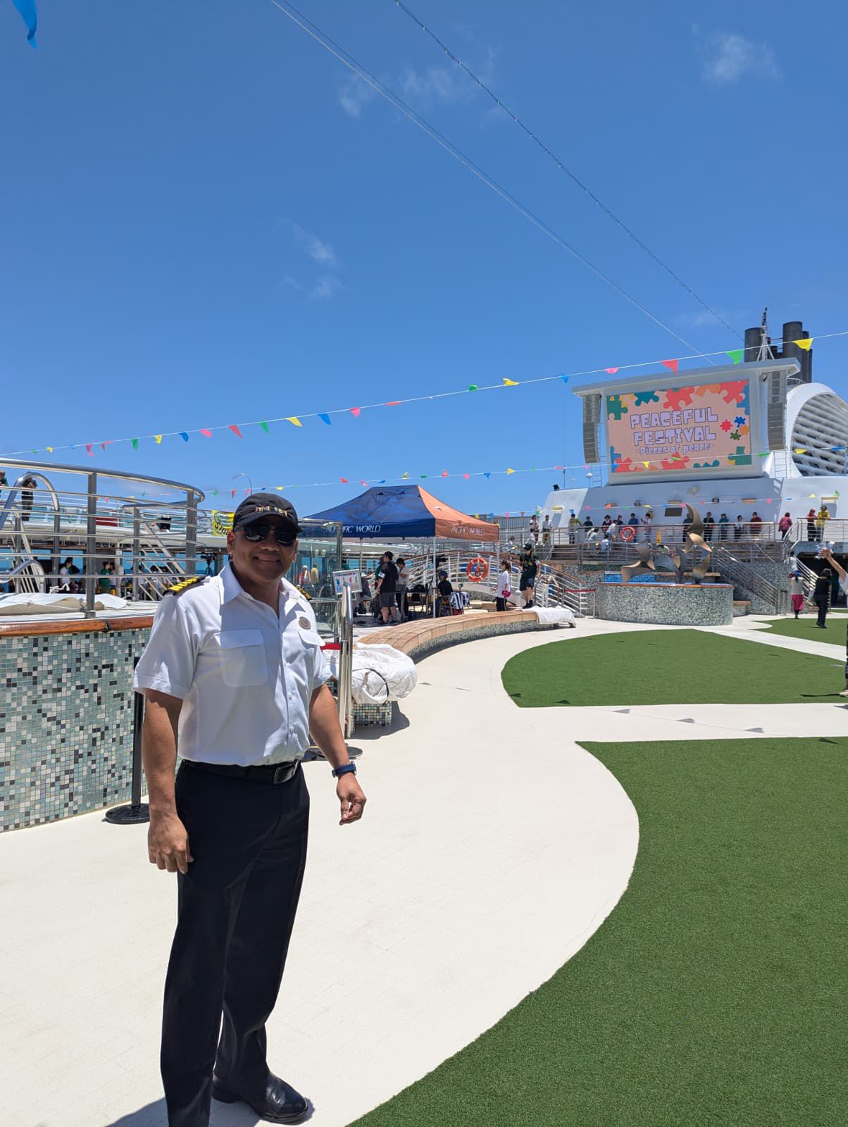 Captain Bolívar aboard the Peace Boat